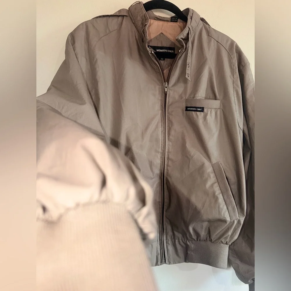 Members Only Tan Windbreaker Jacket
